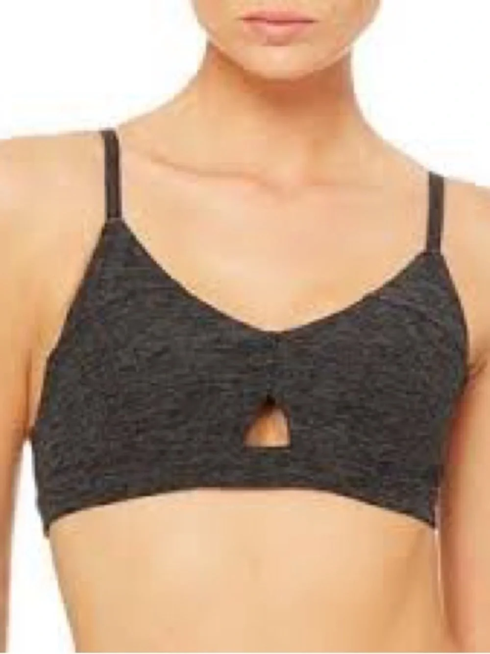 WOMENS ALO SOFT YOGA HEATHERED BROWN CROP YOGA TOP SIZE XS